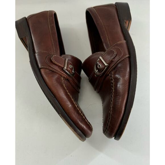 Coke Haan Made In Italy Dark Brown Penny Loafers Buckle Strap M 10.5! - Picture 7 of 9